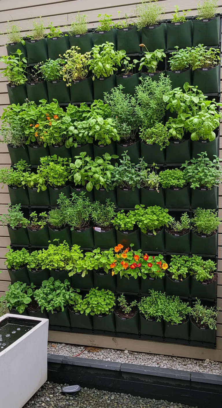 Allée de jardin avec bacs en bois et jardinières en tôle galvanisée, pierres.