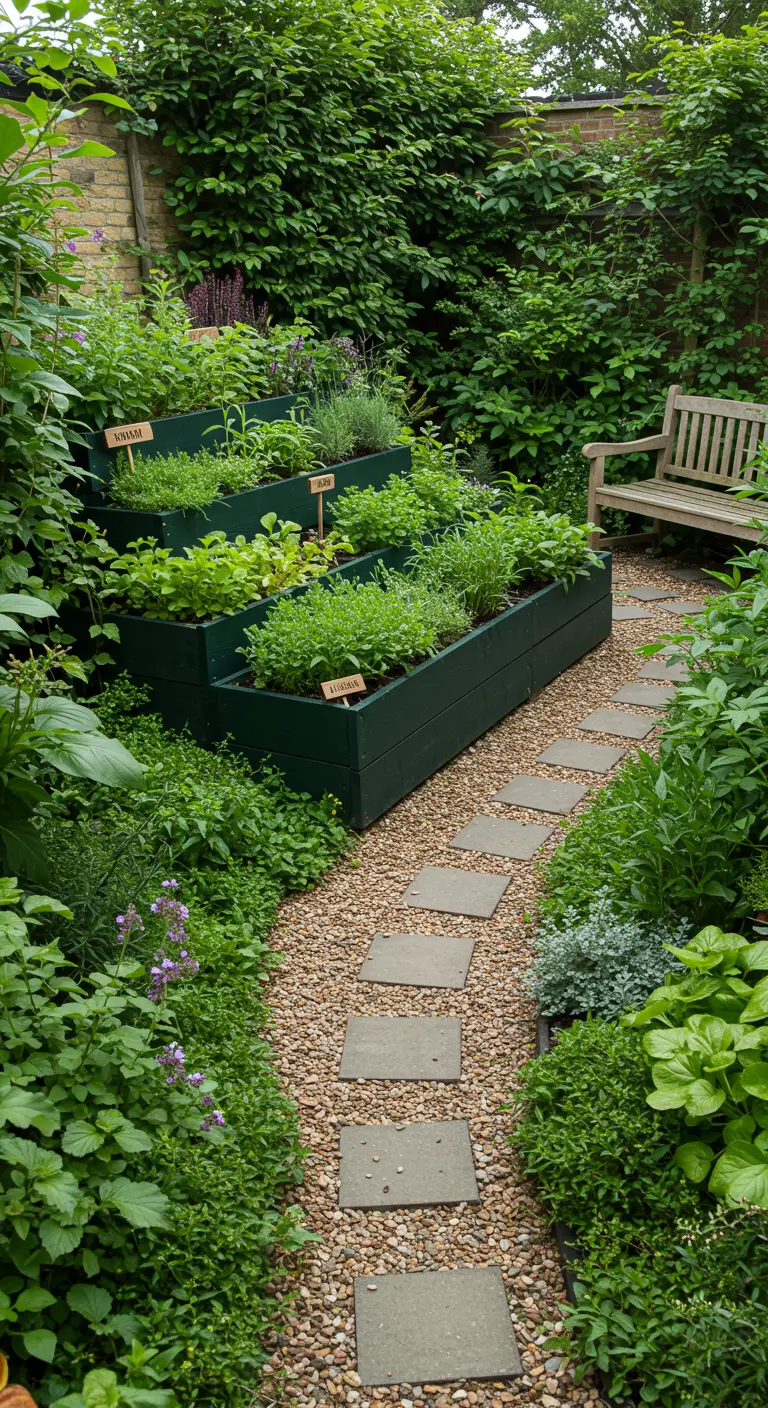 Longues jardinières noires alignées sur un toit-terrasse avec diverses cultures.