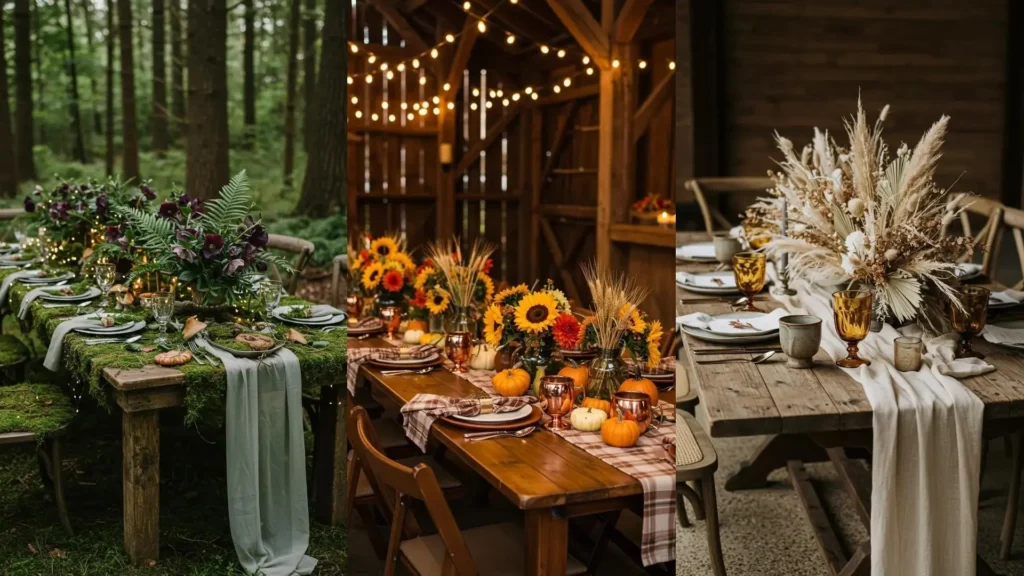 Trois inspirations de centres de table floraux XXL pour une décoration de fête élégante et naturelle.