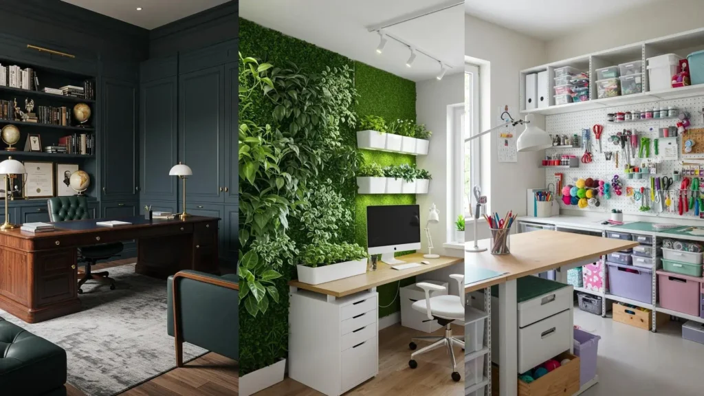 Idées d'organisation pour un bureau à domicile rangé et productif, avec des astuces de rangement.