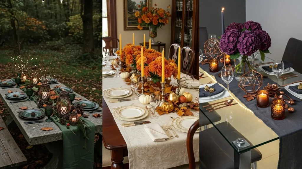Décorations de table élégantes pour les quatre saisons, avec fleurs, bougies et vaisselle adaptée à chaque ambiance.