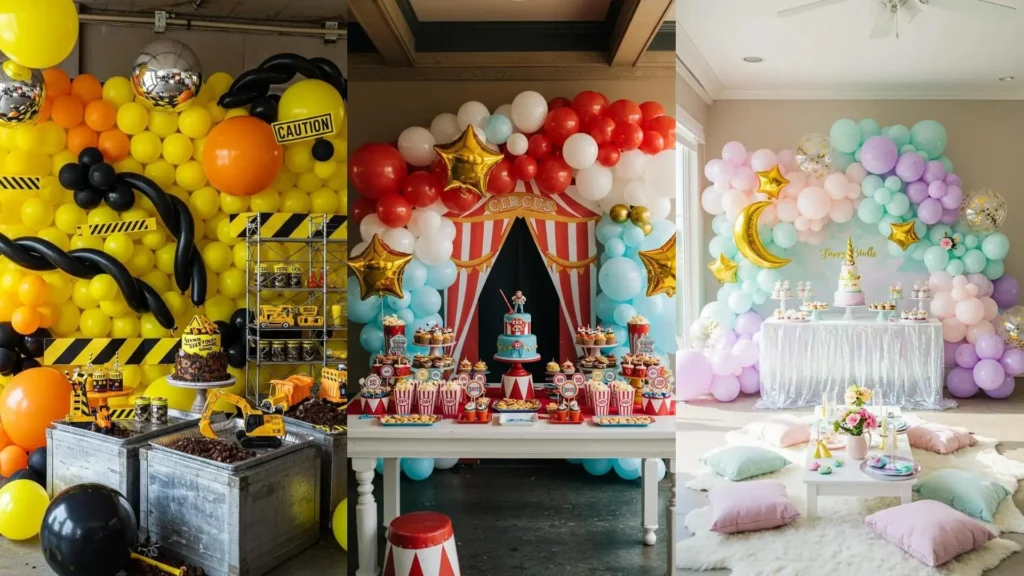 Mur de ballons pastel DIY licorne, avec lune et étoiles. Parfait pour fêtes d'anniversaire, thèmes galaxie ou jungle.