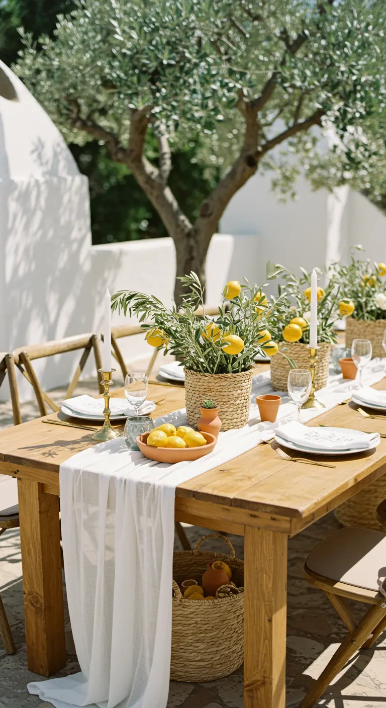 Tables de mariage avec des bouteilles recyclées en vases pour des bouquets champêtres.