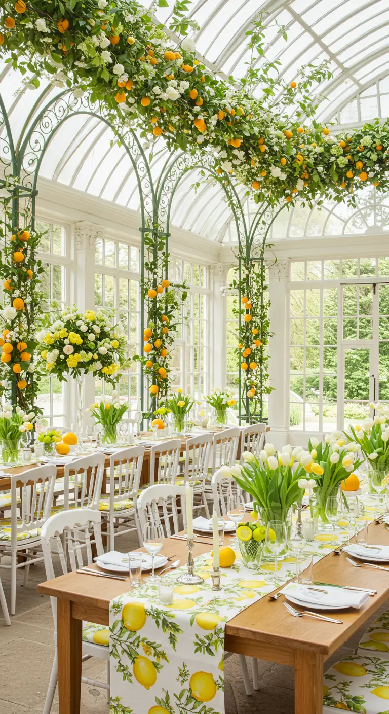Château fleuri pour enfant en extérieur avec fleurs en papier géantes, tables basses et coussins colorés.