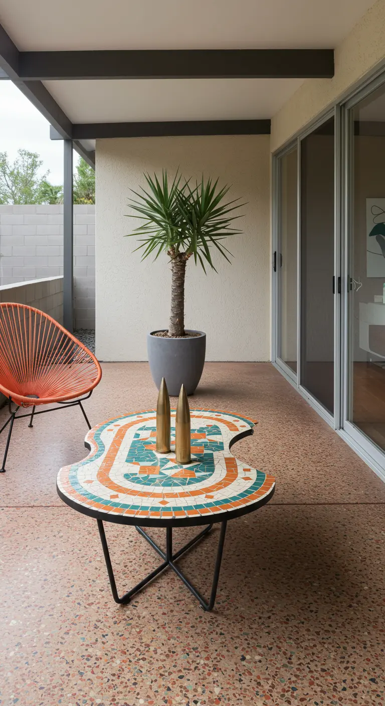 Table basse en mosaïque de forme libre de style Mid-Century Modern.