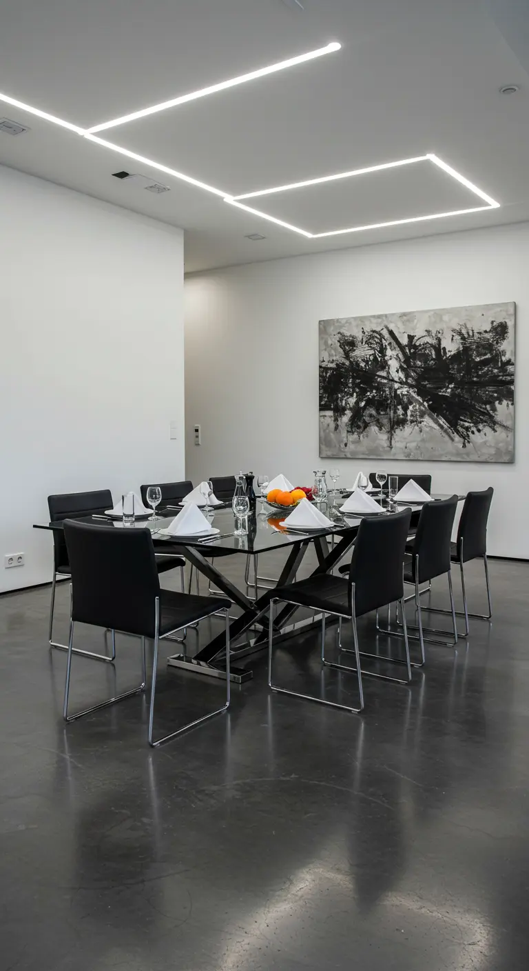 Serviette en tulipe minimaliste sur table design avec art abstrait