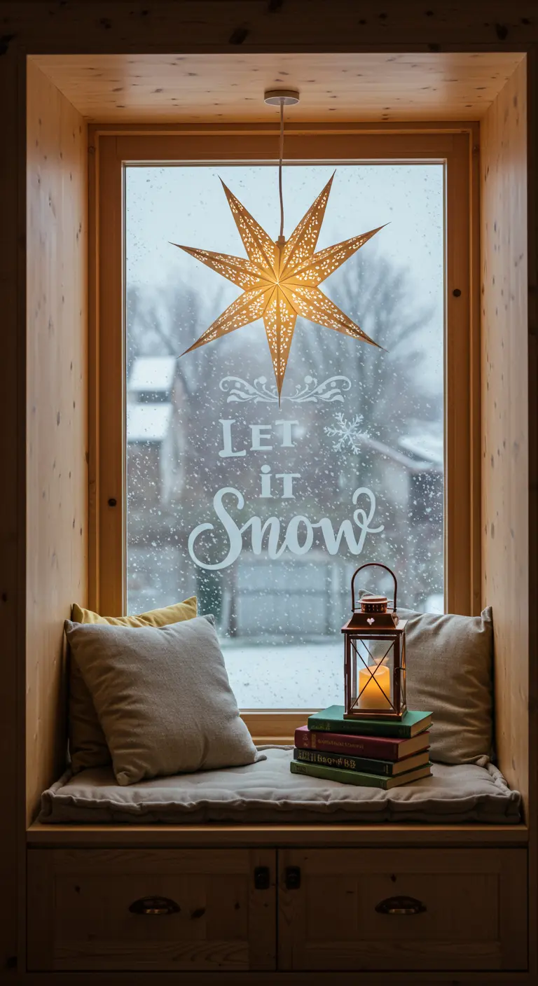 Coin lecture près d'une fenêtre avec une étoile lumineuse, un sticker 