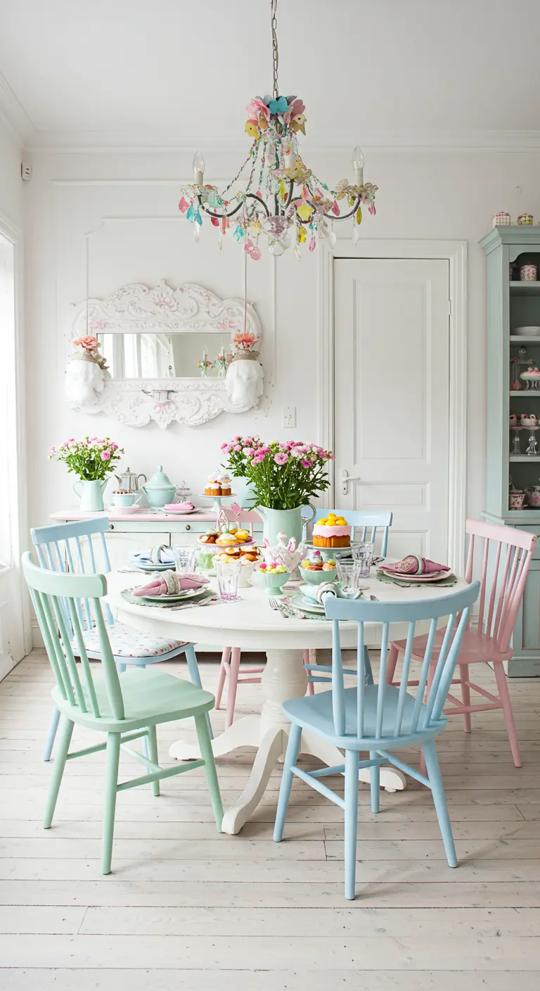 Serviette pliée en nœud papillon pastel sur une table blanche et colorée