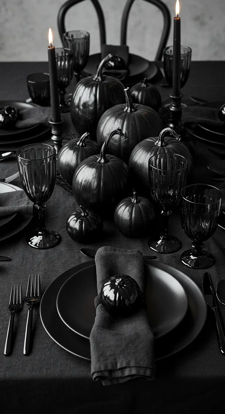 Table entièrement noire avec différentes finitions : mate, brillante, satinée.